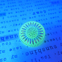 Czech Daisy Flower Button 28mm Yellow Uranium Glass