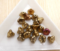 Czech Flower Cup Beads 7x5mm Metallic Mix