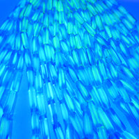 Czech Glass Long Tube Beads 14x4mm Blue Lt Green