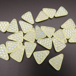 Czech Glass Triangle Beads 20x12mm Transparent Yellow Matte AB Pattern Uranium