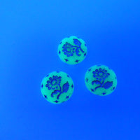 Czech Glass Marguerette Flower Beads 18mm Opal Green Gold Lined Uranium