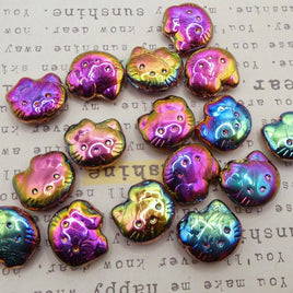 Czech Hello Kitty Glass Beads 19x18mm Crystal Vitex 2X