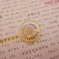 Czech Daisy Flower Button 28mm Yellow Uranium Glass