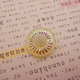 Czech Daisy Flower Button 28mm Yellow Uranium Glass