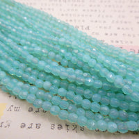 Czech Fire Polish Beads 4mm Milky Green