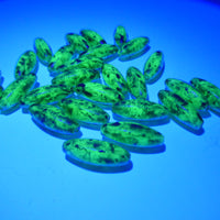 Czech Glass Peeled Olive Beads 19x7mm Turquoise Opal with Copper Wash Uranium