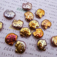 Czech Hello Kitty Glass Beads 19x18mm Crystal Rose Gold Capri 2X