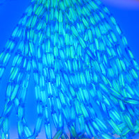 Czech Glass Long Tube Beads 14x4mm Blue Lt Green