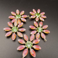 Flower Large Petal Pendant 30mm with Vintage Czech Stones Sabrina Red Peridot