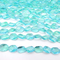Czech Shield Beads 14x10mm Transparent Aqua Green Uranium