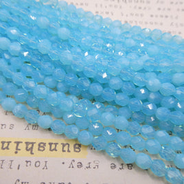 Czech Fire Polish Beads 8mm Milky Aquamarine