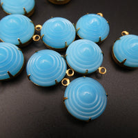 Vintage Czech Glass Bullseye Cabochon in Setting
