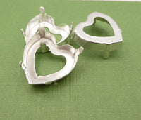 Sew On Prong Setting for Heart Rhinestone 4827 Silver Plated
