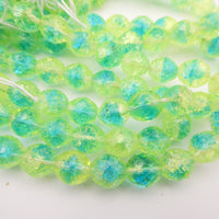 Czech Round Crackle Firepolish 10mm Green Blue