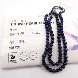 Preciosa Round Pearl Maxima 4mm Pearl Effect Dark Blue