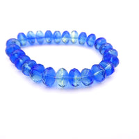Czech Faceted Rondelle 9x6mm Blue Lt Green