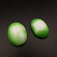 West German Dome Glass Oval Cabochon 25x18mm Flamingo Green