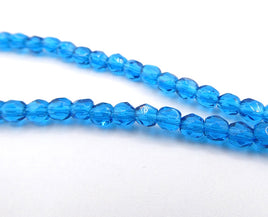 Czech Fire Polish Beads 3mm Capri Blue