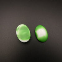 West German Dome Glass Oval Cabochon 25x18mm Flamingo Green