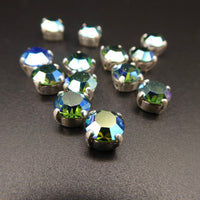 Swarovski Crystal Chaton in setting 34ss (7mm) Green Tourmaline AB
