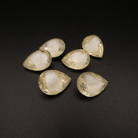 West German Faceted Glass Teardrop Cabochon 14x10mm White Givre
