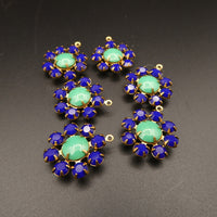 Swarovski Rhinestone Flower Pendant with loop 20mm Navy Blue and Green