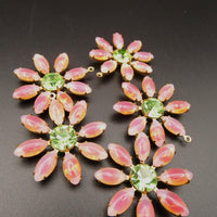 Flower Large Petal Pendant 30mm with Vintage Czech Stones Sabrina Red Peridot