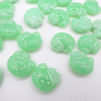 Czech Hello Kitty Glass Beads 19x18mm Opal Green White Lined