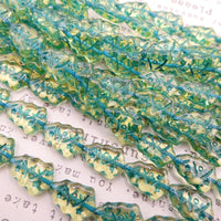 Czech Christmas Tree Glass Beads 17x11mm Transparent Yellow Green Lined