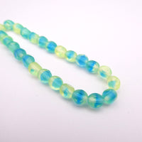 Czech Glass Beveled Round Beads 6mm Matte Green Blue