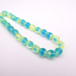 Czech Glass Beveled Round Beads 6mm Matte Green Blue