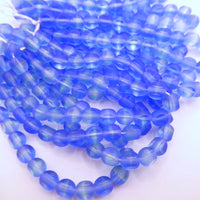 Czech Glass Beveled Round Beads 6mm Matte Blue Lt Green