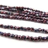 Czech Fire Polish Beads 2mm Metallic Luster Amethyst