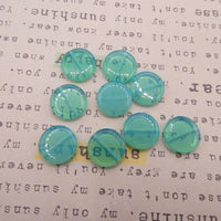 Czech Coin Glass Beads 14mm Opal Aqua