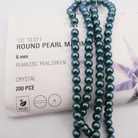 Preciosa Round Pearl Maxima 6mm Pearl Effect Pearlescent Peacock Green