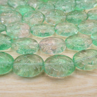 Czech Bumpy Oval Glass Beads 17x13mm Green Uranium