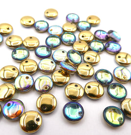 Lentil Beads 6mm Crystal Golden Rainbow