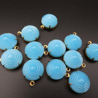 Vintage Czech Glass Bullseye Cabochon in Setting
