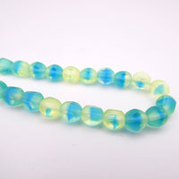 Czech Glass Beveled Round Beads 6mm Matte Green Blue