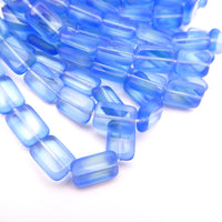 Czech Glass Rectangle Beads 12x8mm Blue Lt Green