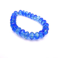 Czech Faceted Rondelle 9x6mm Blue Lt Green