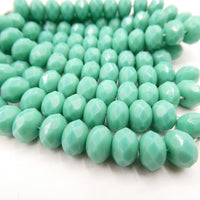 Czech Faceted Rondelle 9x6mm Green Turquoise