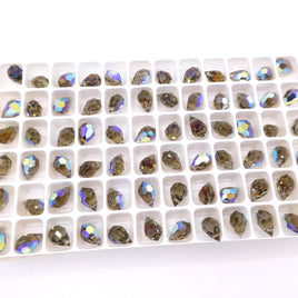Czech Machine Cut Drops 10x6mm Black Diamond AB