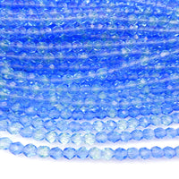 Czech Fire Polish Beads 6mm Blue Lt Green