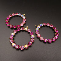 Swarovski Rhinestone Hoop Pendant with loop 30mm Pink Mix