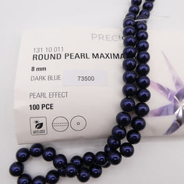 Preciosa Round Pearl Maxima 8mm Pearl Effect Dark Blue