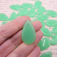 Czech Pressed Flat Teardrop Pendant 30x18mm Opaline Glow Green