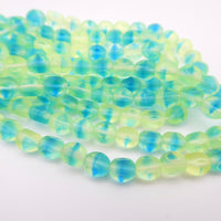 Czech Glass Beveled Round Beads 6mm Matte Green Blue
