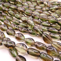 Vintage Czech Funky Oval Glass Beads 15x10mm Uranium Green and Amethyst