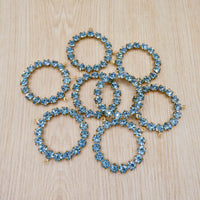 Swarovski Rhinestone Hoop Pendant with loop 30mm Aquamarine